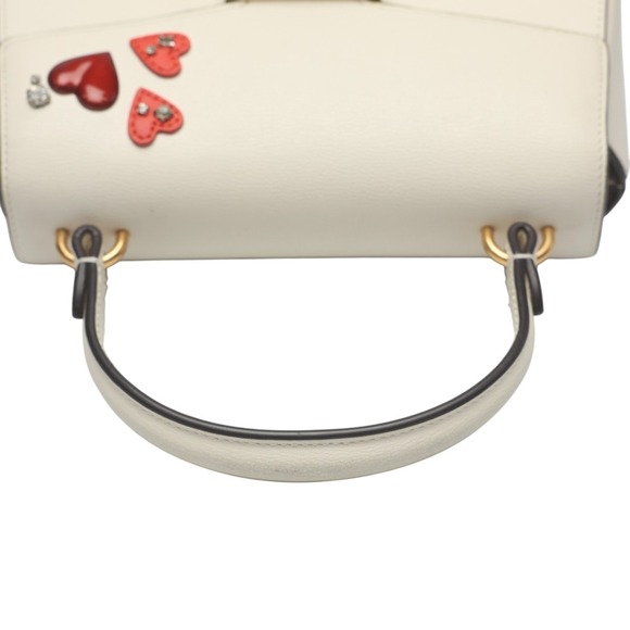 Kate Spade Katie Heart Embellished Small Top Leather Bag in White